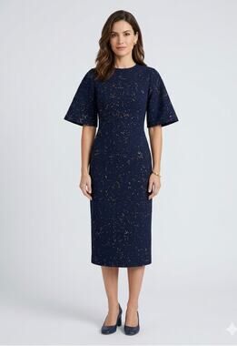 Mantu SS Midi Dress in Navy Blue FR 36 US 4